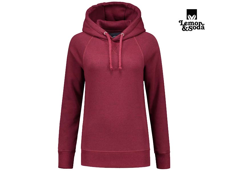 Lemon & Soda-LEM3232-Heavy Sweater Hooded Raglan for her_Cardinal Heather-Voorkant