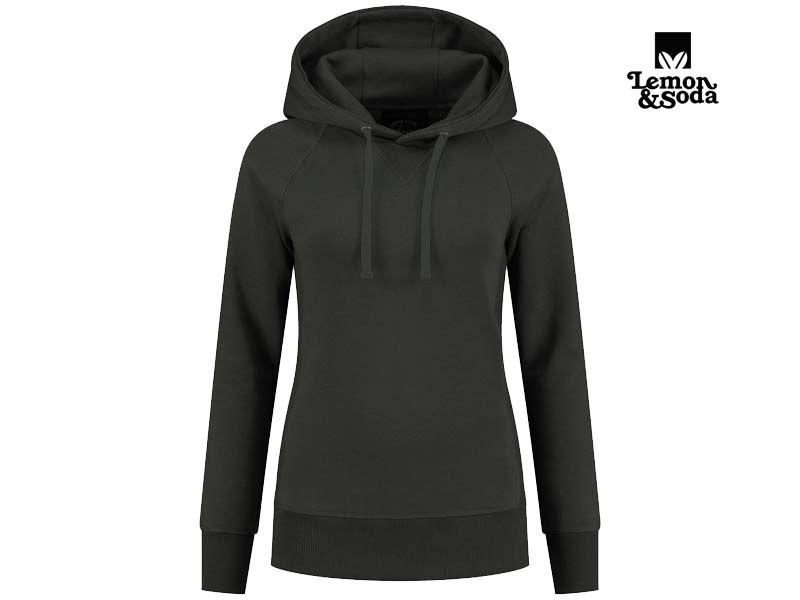 Lemon & Soda-LEM3232-Heavy Sweater Hooded Raglan for her_Dark Grey-Voorkant