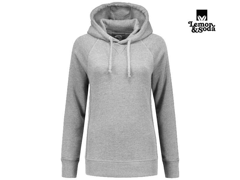Lemon & Soda-LEM3232-Heavy Sweater Hooded Raglan for her_Grey Heather-Voorkant