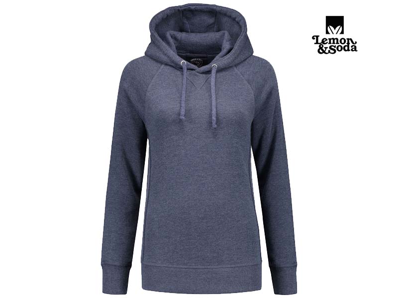Lemon & Soda-LEM3232-Heavy Sweater Hooded Raglan for her_Navy Heather-Voorkant