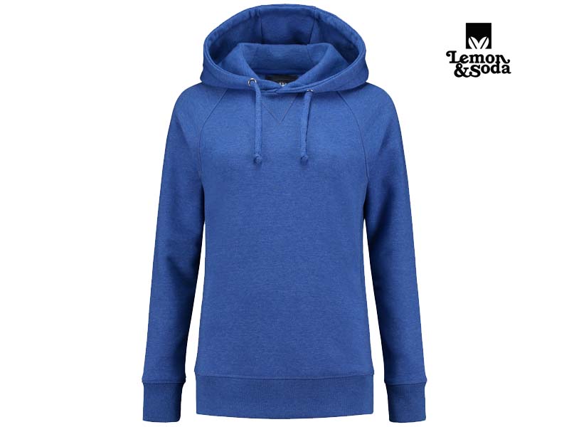 Lemon & Soda-LEM3232-Heavy Sweater Hooded Raglan for her_Royal Blue Heather-Voorkant