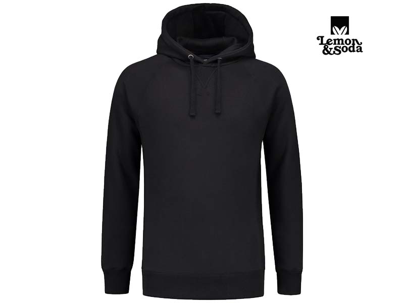 Lemon & Soda-LEM3234-Heavysweat Hooded Raglan Sweater_Black-Voorkant