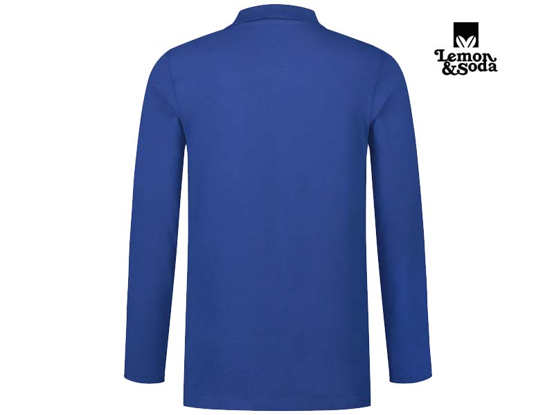 Lemon & Soda-LEM3576-Cotton Elastane Long Sleeve Polo_Royal Blue-Achterkant