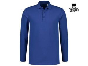 Lemon & Soda-LEM3576-Cotton Elastane Long Sleeve Polo_Royal Blue-Voorkant