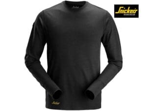 Snickers-2451-Wollen T-Shirt met Lange Mouwen_0400-Black-Voorkant