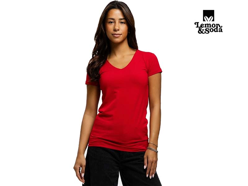 Lemon & Soda Cotton Elastane V-neck T-shirt for her - Lem1262 - Afbeelding 17