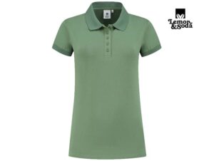 Lemon & Soda-LEM3570-Basic Cotton Elastane Polo for her_Army Green-Voorkant