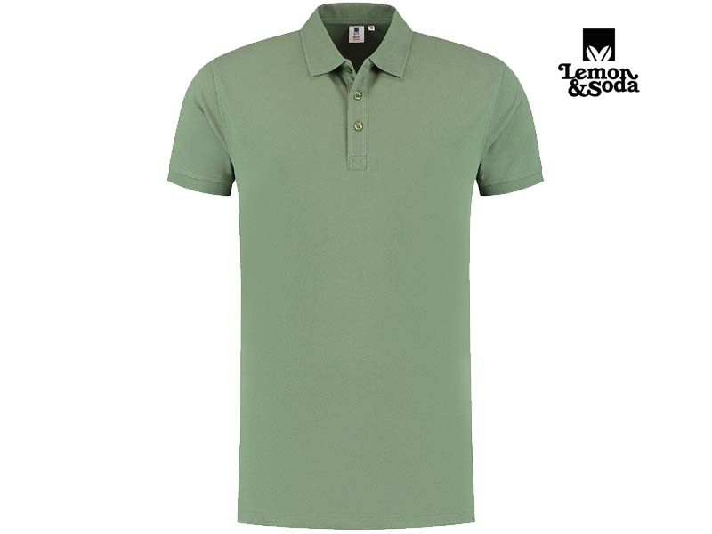 Lemon & Soda-LEM3572-Cotton Elastane Polo_Army Green-Voorbeeld