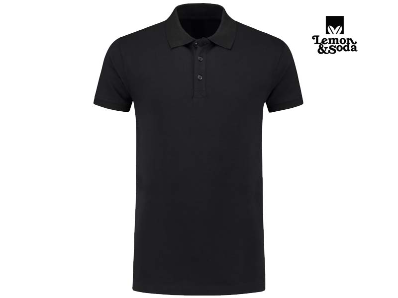 Lemon & Soda-LEM3572-Cotton Elastane Polo_Black-Voorkant