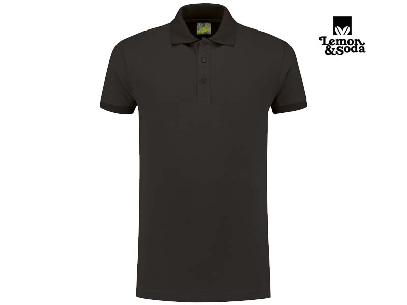 Lemon & Soda-LEM3572-Cotton Elastane Polo_Dark Grey-Voorkant