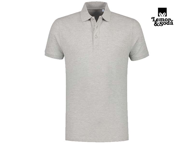 Lemon & Soda-LEM3572-Cotton Elastane Polo_Grey Heather-Voorkant
