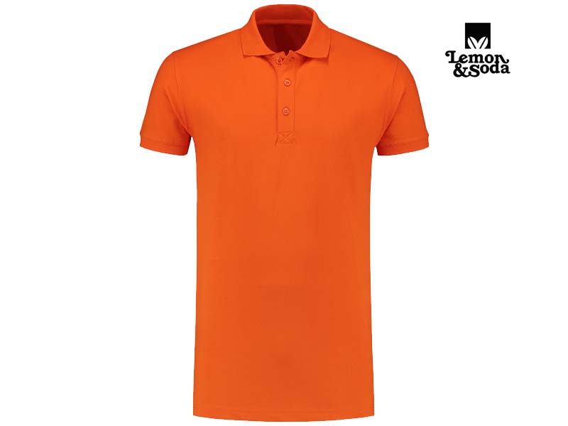 Lemon & Soda-LEM3572-Cotton Elastane Polo_Orange-Voorkant