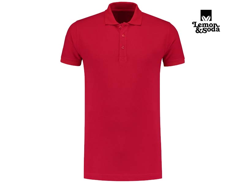 Lemon & Soda-LEM3572-Cotton Elastane Polo_Red-Voorkant