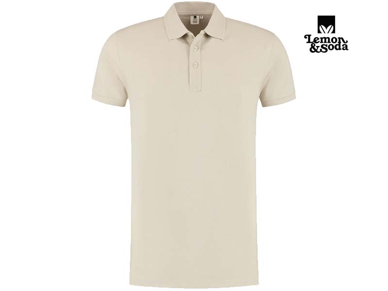 Lemon & Soda-LEM3572-Cotton Elastane Polo_Sand-Voorkant