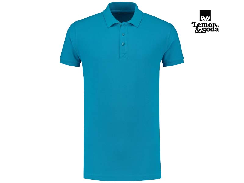 Lemon & Soda-LEM3572-Cotton Elastane Polo_Turquoise-Voorkant