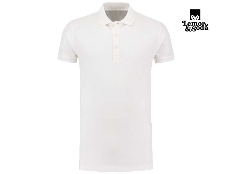 Lemon & Soda-LEM3572-Cotton Elastane Polo_White-Voorkant
