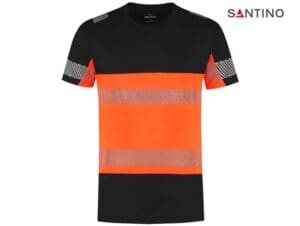 SANTINO-1235344-T-SHIRT-HARIS_Black:Fluor Orange-Voorkant