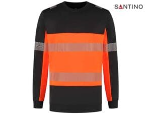 SANTINO-1235408-SWEATER HUDSON_Black:Fluor Orange-Voorkant