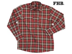 FHB-90700-ERHARD OVERHEMD_3320-Rood:Zwart-Voorkant