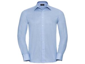 Russell Collection-Tailored Oxford Shirt- LSL_Oxford Blue-Voorkant