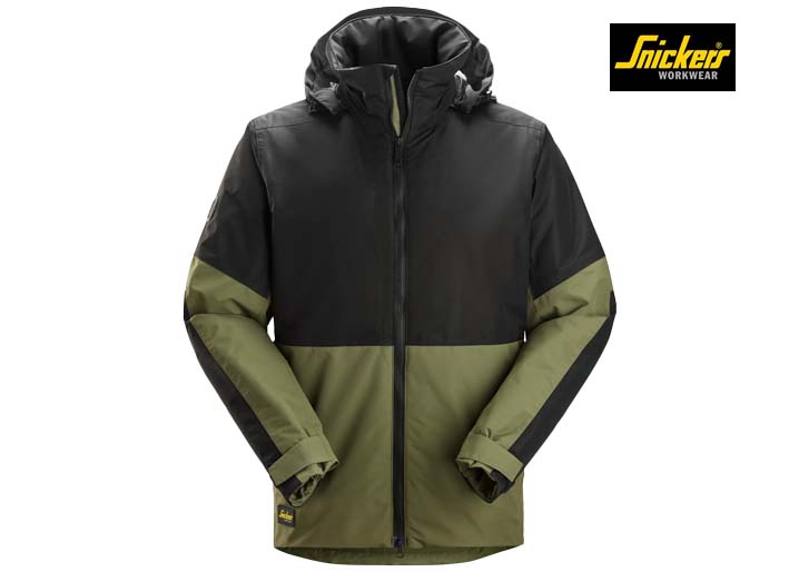 Snickers-1104-Waterdichte Geïsoleerde Werkjas_3104-Khaki Green:Black-Voorkant