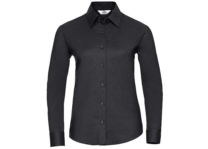 Russell Collection-932F-Ladies' LSL Easy Care Oxford Shirt_Black-Voorkant