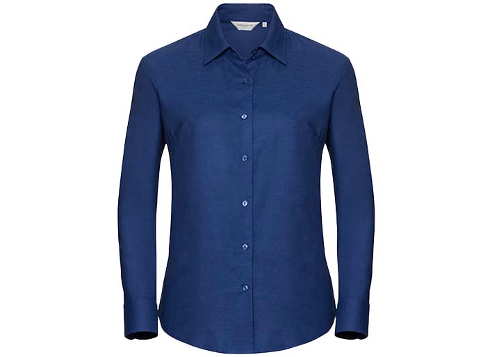 Russell Collection-932F-Ladies' LSL Easy Care Oxford Shirt_Bright Royal-Voorkant