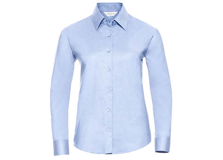 Russell Collection-932F-Ladies' LSL Easy Care Oxford Shirt_Oxford Blue-Voorkant