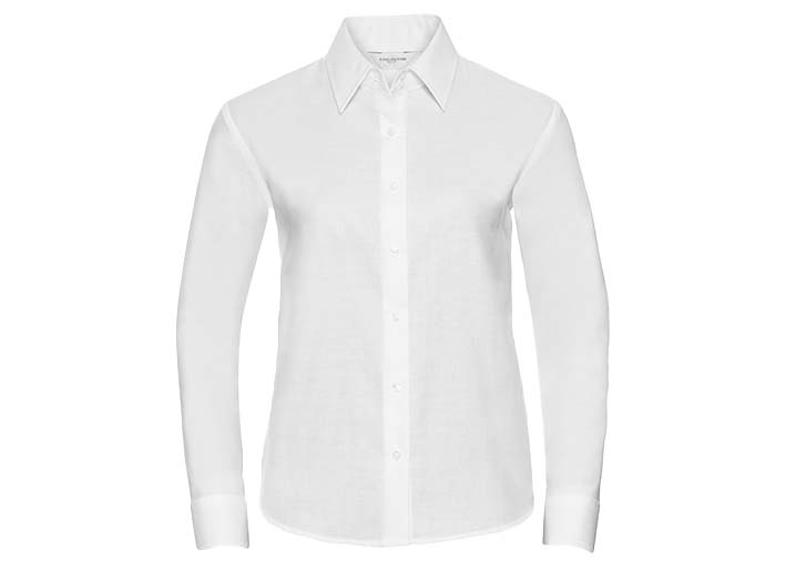 Russell Collection-932F-Ladies' LSL Easy Care Oxford Shirt_White-Voorkant