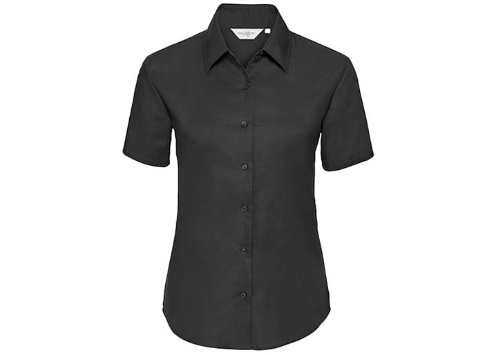 Russell Collection-933F-Ladies' SS Easy Care Oxford Shirt_Black-Voorkant