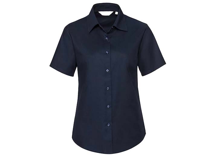 Russell Collection-933F-Ladies' SS Easy Care Oxford Shirt_Bright Navy-Voorkant