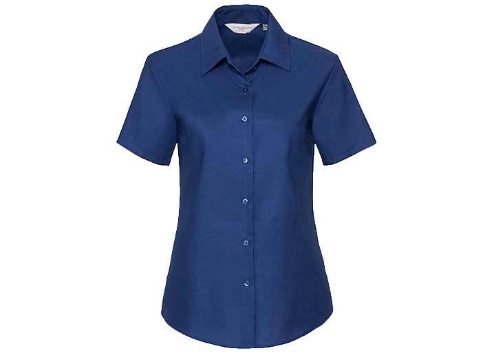 Russell Collection-933F-Ladies' SS Easy Care Oxford Shirt_Bright Royal-Voorkant