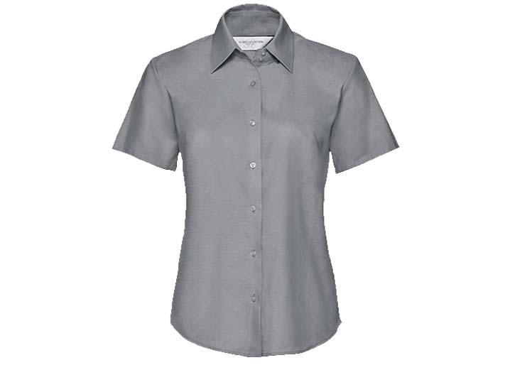 Russell Collection-933F-Ladies' SS Easy Care Oxford Shirt_Silver-Voorkant