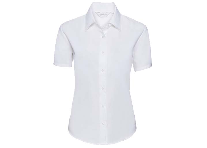 Russell Collection-933F-Ladies' SS Easy Care Oxford Shirt_White-Voorkant