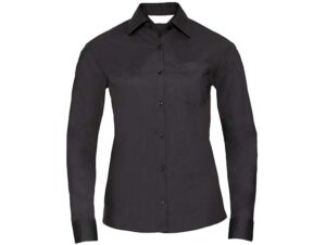 Russell Collection-934F-Ladies' LSL Poly-Cotton Easy Care_Black-Voorkant