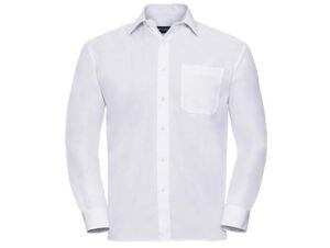 Russell Collection-934M-Men's LSL Poly-Cotton Easy Care_White-Voorkant