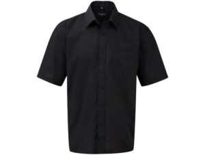 Russell Collection-935M-Men's SS Poly-Cotton Easy Care_Black-Voorkant