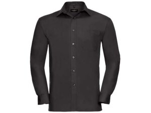 Russell Collection-936M-Men's LSL Pure Cotton Easy Care_Black-Voorkant