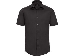 Russell Collection-947M-Men's SS Easy Care Fitted Shirt_Black-Voorkant