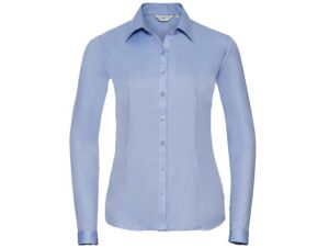 Russell Collection-962F-Ladies' LSL Utimate Herringbone Shirt_Light Blue-Voorkant