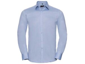Russell Collection-962M-Men's LSL Ultimate Herringbone Shirt_Light Blue-Voorkant