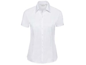 Russell Collection-963F-Ladies' SS Utimate Herringbone Shirt_White-Voorkant