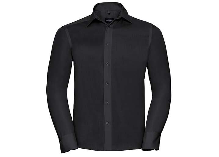 Russell Collection-958M-Men's LSL Tailored Ultimate Non-Iron Shirt_Black-Voorkant