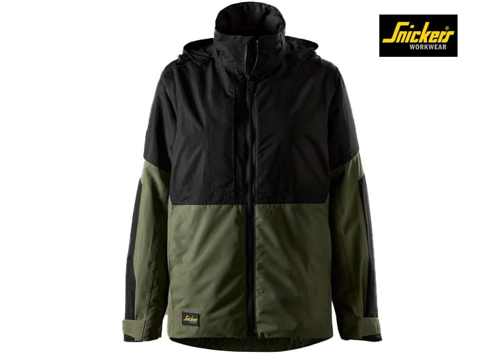 Snickers-1174-AllroundWork, Waterdichte Geïsoleerde Dameswerkjas_3104 Khaki Green:Black-Voorkant