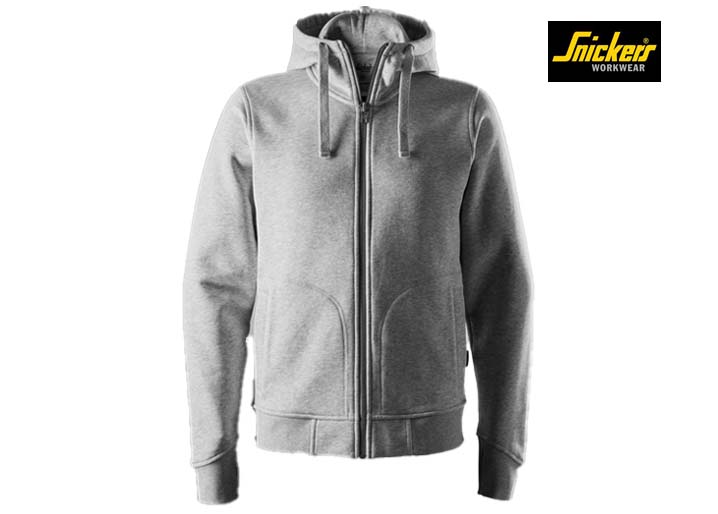 Snickers-2046-Zware Kwaliteit Hoodie met Rits_2800-Grey Melange:Black-Voorkant