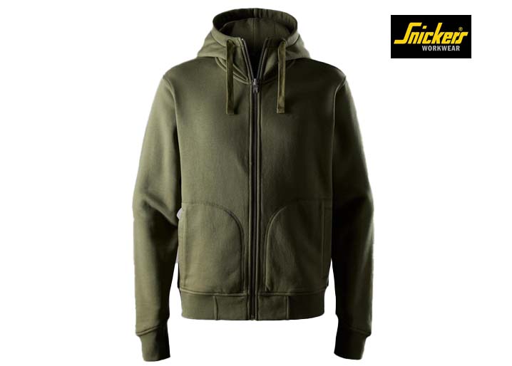 Snickers-2046-Zware Kwaliteit Hoodie met Rits_3100-Khaki Green:Black-Voorkant