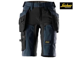 Snickers-6117-AllroundWork, Dames Stretch Werkshorts met Afneembare Holsterzakken_9504-Navy:Black-Voorkant