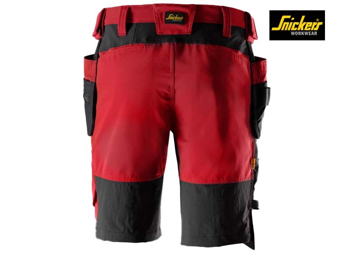 Snickers-6118-AllroundWork, Stretch Werkshorts met holsterzakken_1600-Chili Red:Black-Achterkant