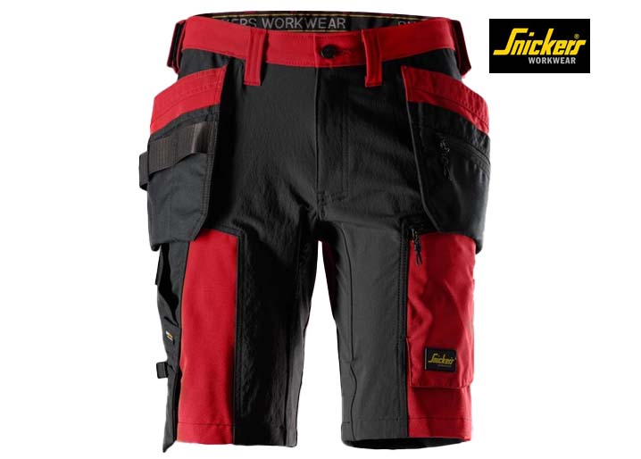 Snickers-6118-AllroundWork, Stretch Werkshorts met holsterzakken_1600-Chili Red:Black-Voorkant