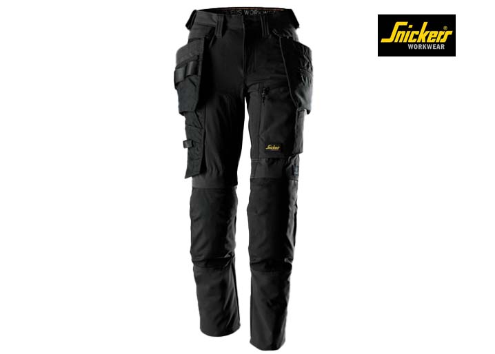 Snickers-6217-AllroundWork Dames Stretch Werkbroek met Afneembare Holsterzakken_0404-Black:Black-Voorkant